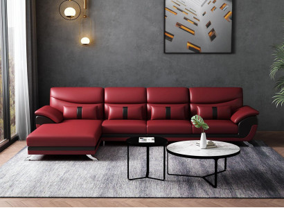 Design living room leather-upholstered corner sofa sectional couch L-shaped sofa
