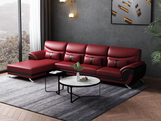 Design living room leather-upholstered corner sofa sectional couch L-shaped sofa