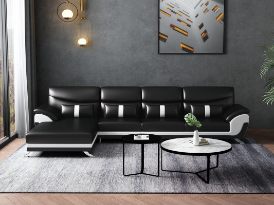 Design living room leather-upholstered corner sofa sectional couch L-shaped sofa