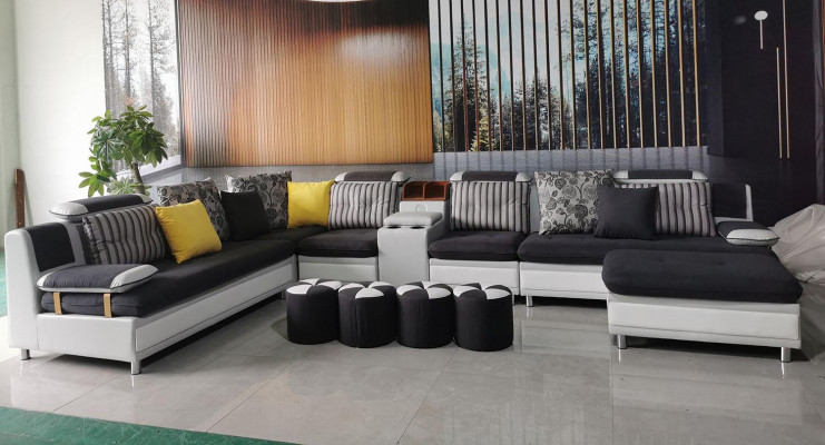 Sectional U-shaped living room landscape sofa couch upholstered corner set fabric sofas new