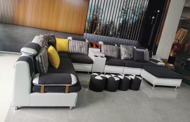 Sectional U-shaped living room landscape sofa couch upholstered corner set fabric sofas new
