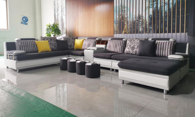 Sectional U-shaped living room landscape sofa couch upholstered corner set fabric sofas new