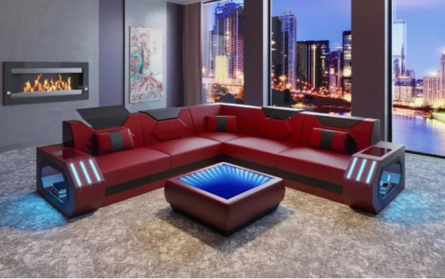 Corner sofa leather upholstery design living room sectional couch sofa L-shaped living landscape
