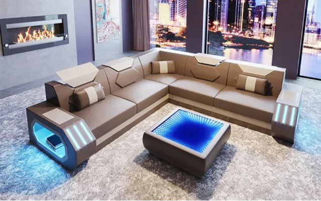 Corner sofa leather upholstery design living room sectional couch sofa L-shaped living landscape