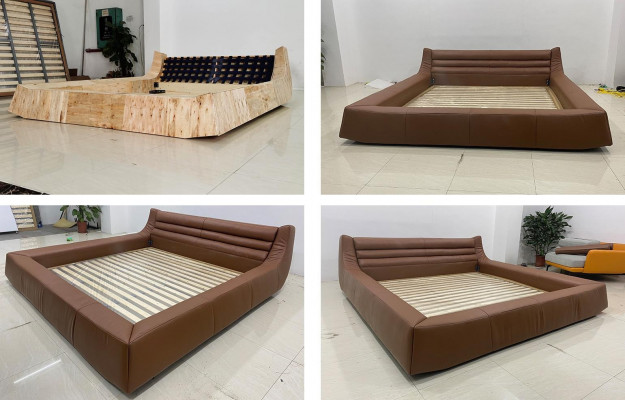 Double Bed Design de Luxe Luxury Upholstered Bed Designer Bed Leather Beds For