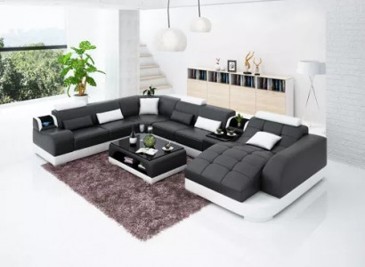 Living room design corner sofa furniture modern corner couch leather upholstery couch