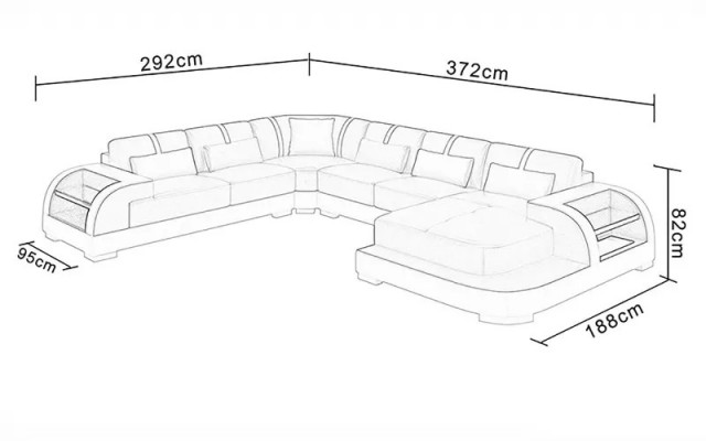 Living room leather XXL couch sofa landscape modern designer upholstery
