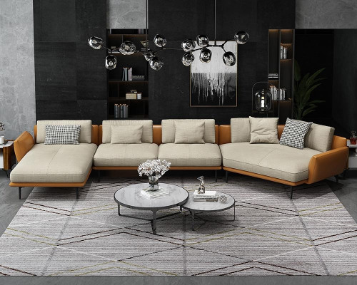 U-shaped sectional sofa living landscape sofa couch upholstery corner set fabric sofas leather