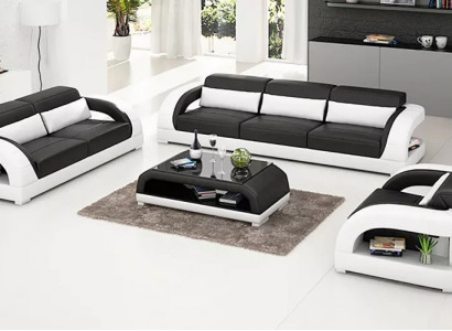 Leather sofa set 3+2+1 seater + coffee table leather sofa modern sofa