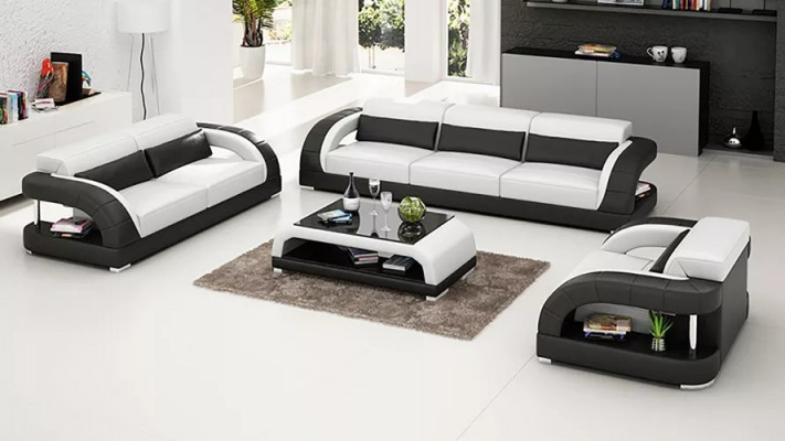 Leather sofa set 3+2+1 seater + coffee table leather sofa modern sofa
