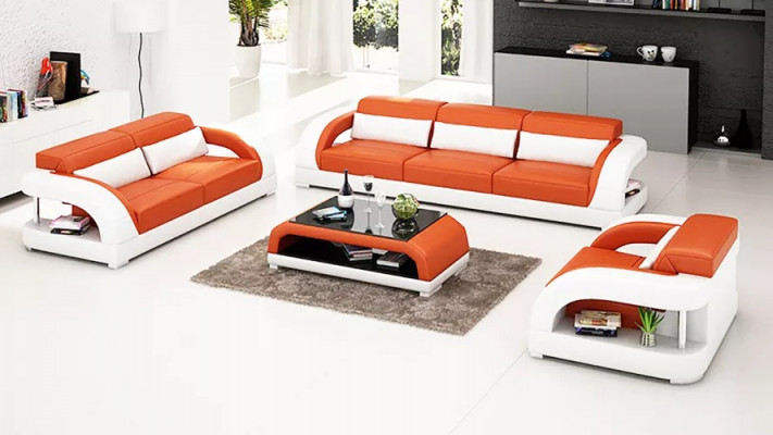 Leather sofa set 3+2+1 seater + coffee table leather sofa modern sofa