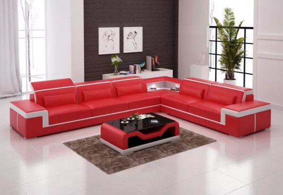 Design living room corner sofa furniture corner couch leather upholstery couch sofa L-shape + table