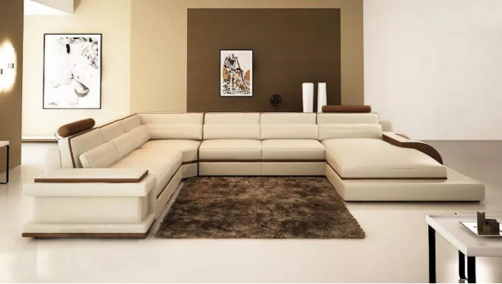 Modern living room design corner sofa furniture leather upholstered corner couch