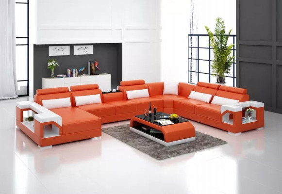 Design corner sofa living room furniture decor modern corner couch leather upholstery couch