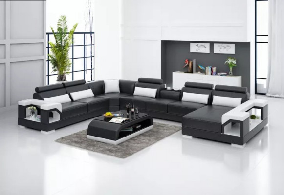 Design corner sofa living room furniture decor modern corner couch leather upholstery couch