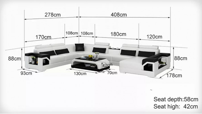 Design corner sofa living room furniture decor modern corner couch leather upholstery couch