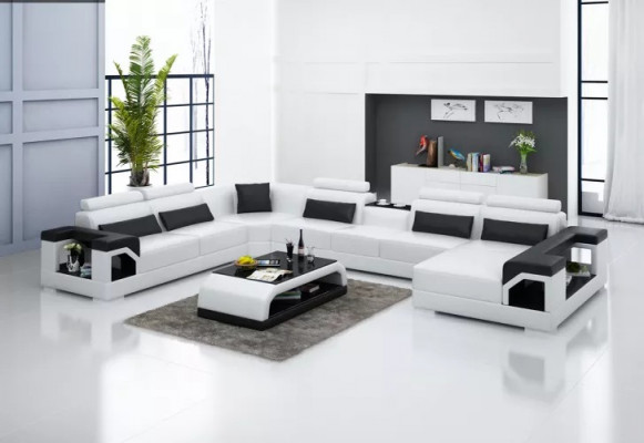 Design corner sofa living room furniture decor modern corner couch leather upholstery couch