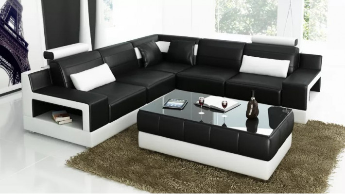 Living room leather XXL couch landscape sofa modern designer corner upholstery
