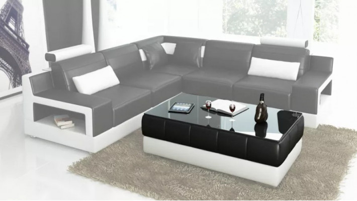 Living room leather XXL couch landscape sofa modern designer corner upholstery