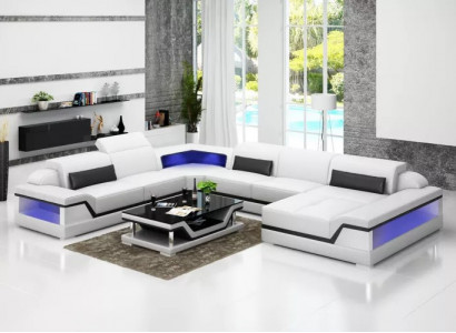 Leather sofa, sectional U-shaped modern sofa, living landscape leather couch