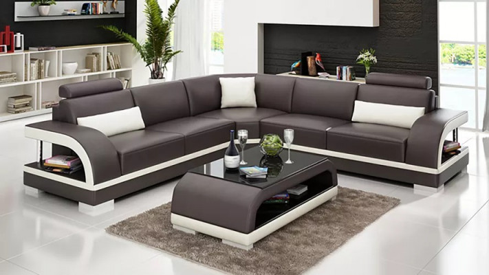 Living room leather XXL couch sofa modern designer corner upholstery padding