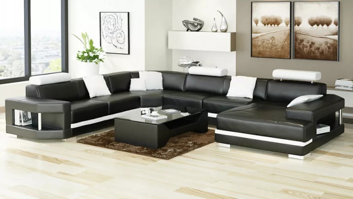 Modern design living room corner sofa furniture leather upholstered couch
