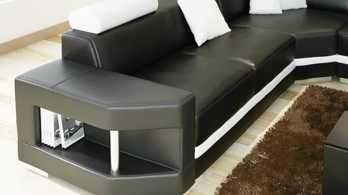 Modern design living room corner sofa furniture leather upholstered couch
