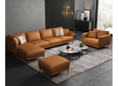 Corner sofa + armchair leather sofa couch living landscape set design modern sofa seat