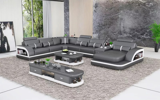 Living room leather XXL couch sofa upholstery landscape modern designer