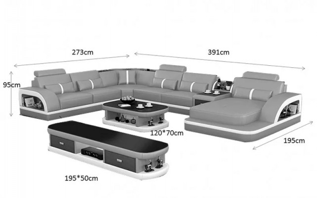 Living room leather XXL couch sofa upholstery landscape modern designer