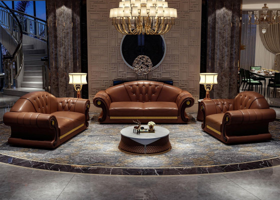 Chesterfield Sofa Classic Couch Set 3-Piece Couch Set Seat Cushion