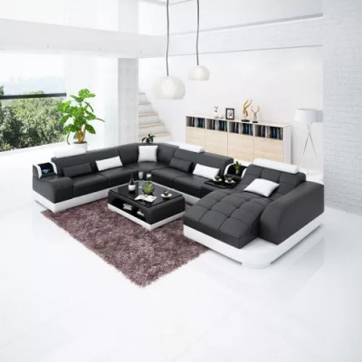 Upholstered corner leather sofa, living room sofa, corner couch, corner suite sofa with