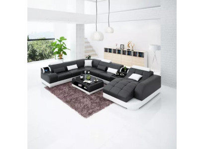 Upholstered corner leather sofa, living room sofa, corner couch, corner suite sofa with