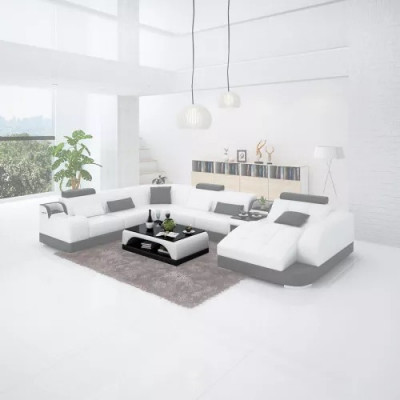 Upholstered corner leather sofa, living room sofa, corner couch, corner suite sofa with