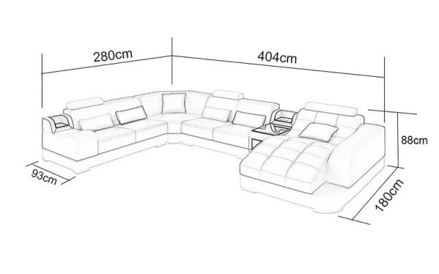 Upholstered corner leather sofa, living room sofa, corner couch, corner suite sofa with