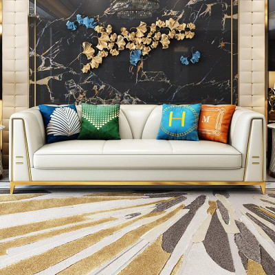 Medusa stainless steel leather sofa set couch living room furniture 4-piece set