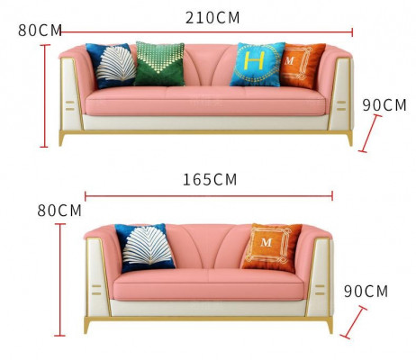 Medusa stainless steel leather sofa set couch living room furniture 4-piece set