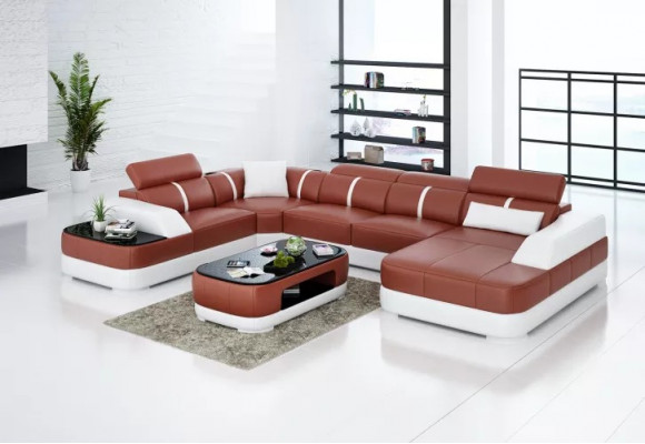 Leather XXL couch sofa living room landscape modern designer corner upholstery