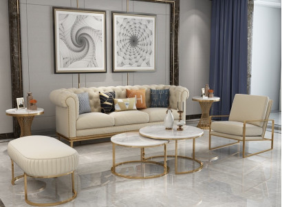 Sofa set 3+1 seater living landscape relax stool design couch lounge