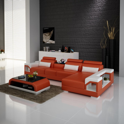 Couch Corner Sofa Leather Living Area Set Design Modern Sofa L-Shape with USB