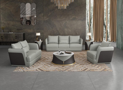 Set of 3+2+1 seater coffee table 2x side tables living room landscape sofa couch 6 pieces.