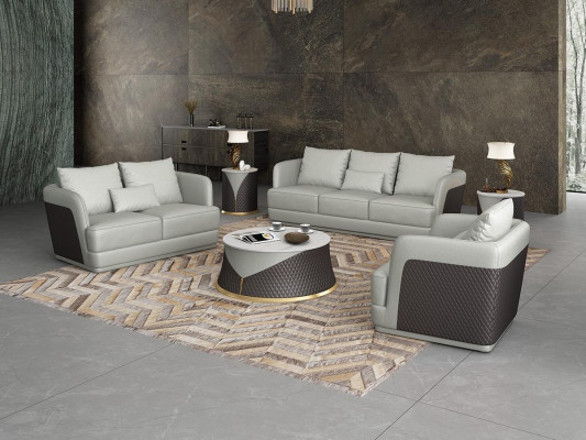 Set of 3+2+1 seater coffee table 2x side tables living room landscape sofa couch 6 pieces.