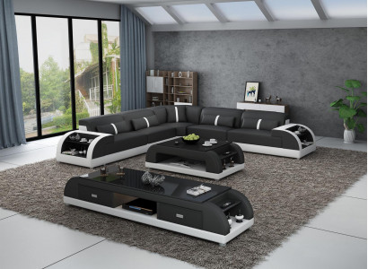 Leather sofa L-shaped couch living landscape corner sofa suite modern design sofa USB