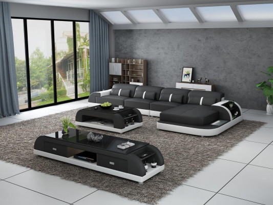 Living area corner sofa L-shape sofa couch design couch leather modern upholstery new