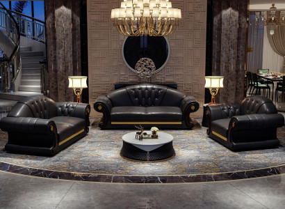 Chesterfield Sofa Set Complete Set Sofa 6-piece Seat Cushion Side Table Table