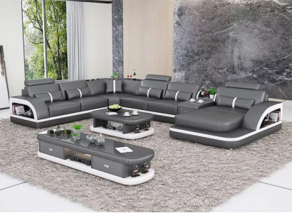 Living room landscape couch upholstery sofa set 3-piece set coffee table sideboard