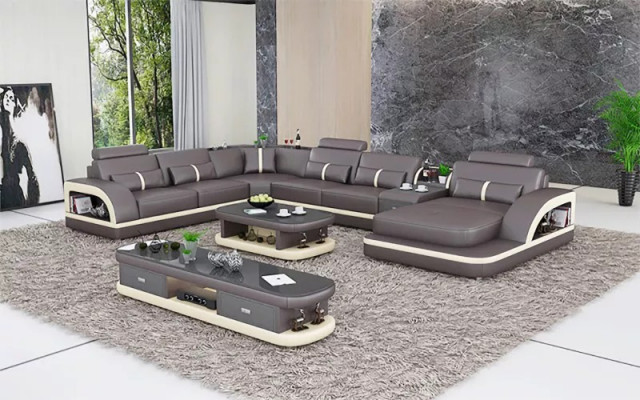 Living room landscape couch upholstery sofa set 3-piece set coffee table sideboard