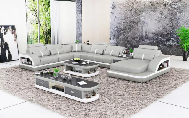 Living room landscape couch upholstery sofa set 3-piece set coffee table sideboard