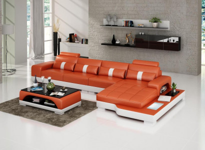 Leather sofa L-shape couch living landscape corner sofa set design modern sofa USB new