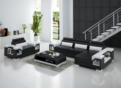Living area corner sofa L-shape armchair set furnishing modern sofa leather couch new